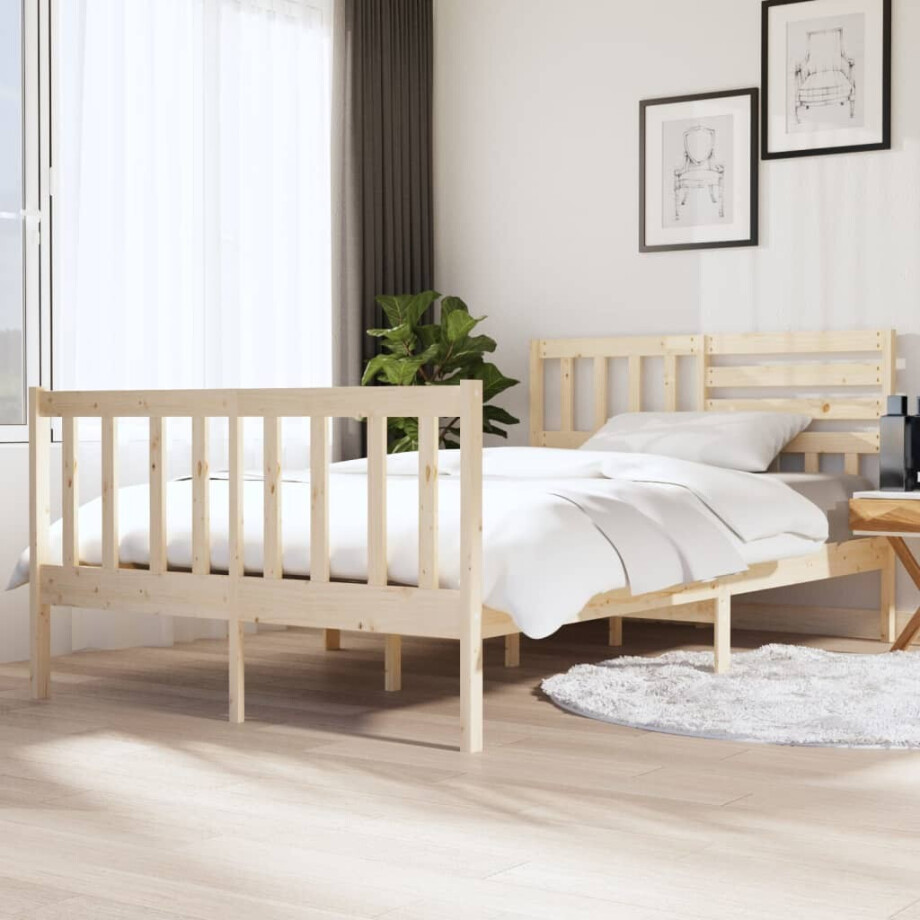 vidaXL Bedframe massief hout 135x190 cm afbeelding 1