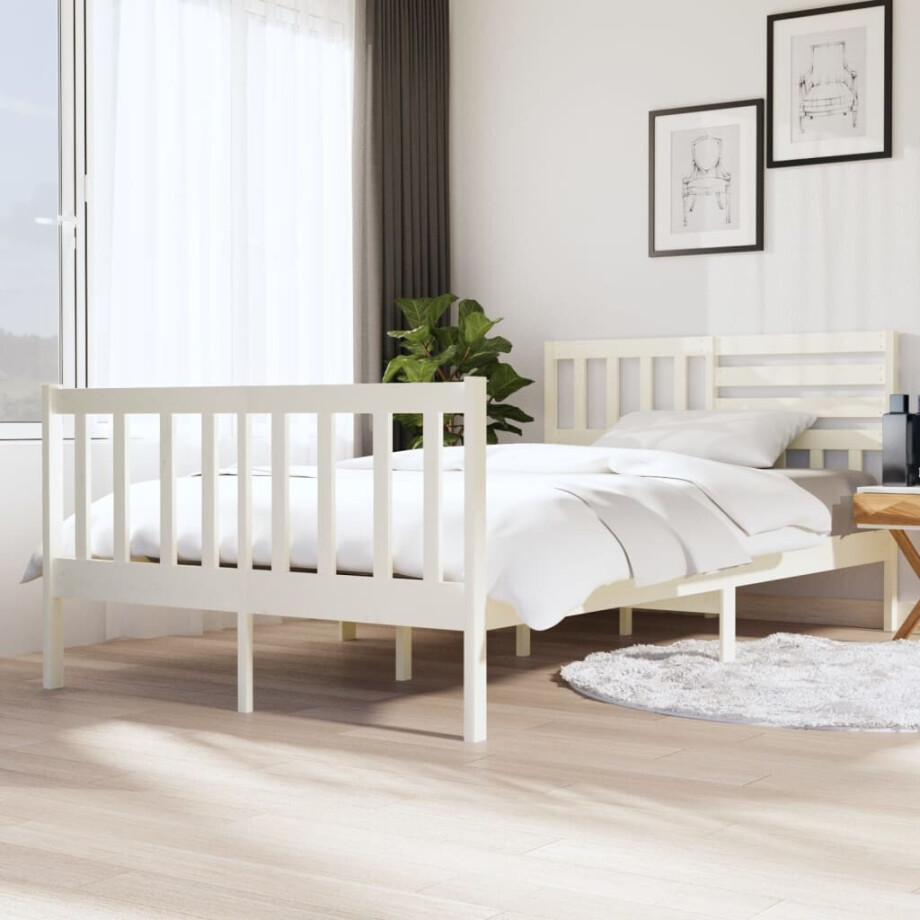 vidaXL Bedframe massief hout wit 120x200 cm vidaXL Bedframe massief hout wit 120x200 cm afbeelding 1