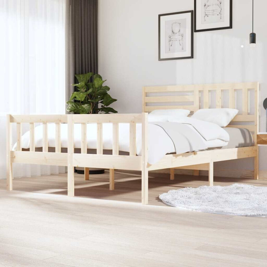 vidaXL Bedframe massief hout 140x200 cm vidaXL Bedframe massief hout 140x200 cm afbeelding 1