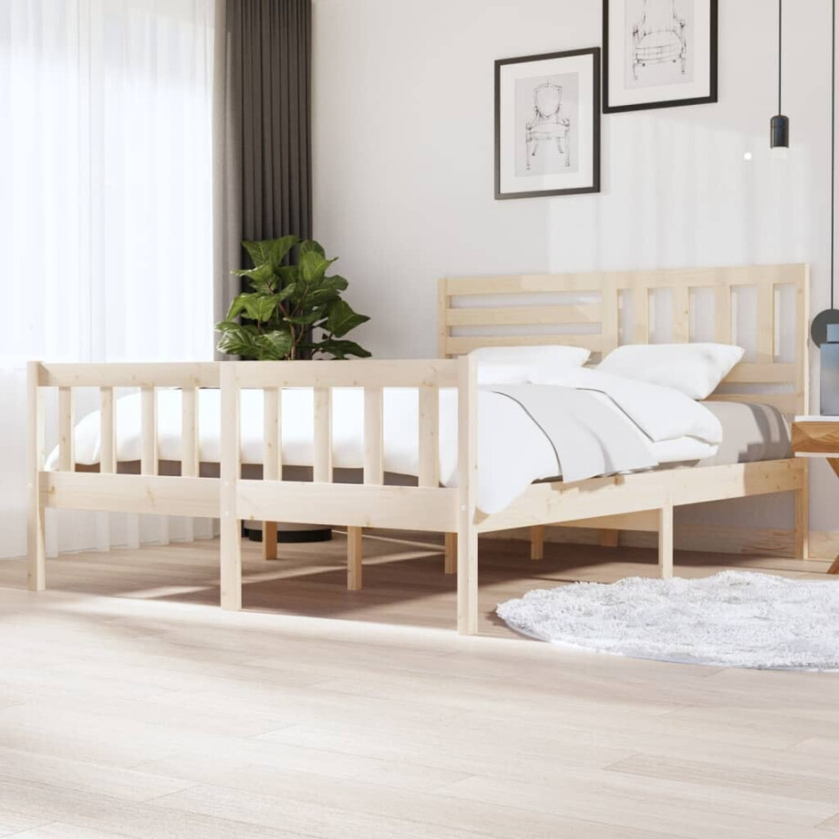 vidaXL Bedframe massief hout 160x200 cm vidaXL Bedframe massief hout 160x200 cm afbeelding 1