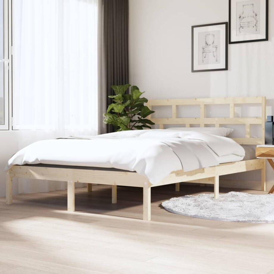 vidaXL Bedframe massief hout 135x190 cm afbeelding 1