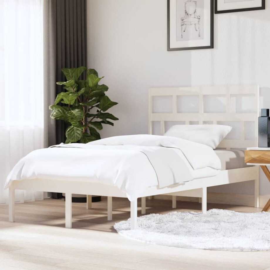 vidaXL Bedframe massief grenenhout wit 120x200 cm vidaXL Bedframe massief grenenhout wit 120x200 cm afbeelding 1