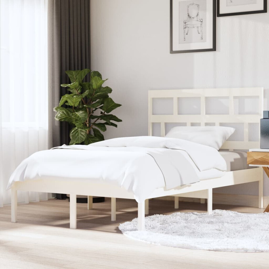 vidaXL Bedframe massief grenenhout wit 140x200 cm afbeelding 1