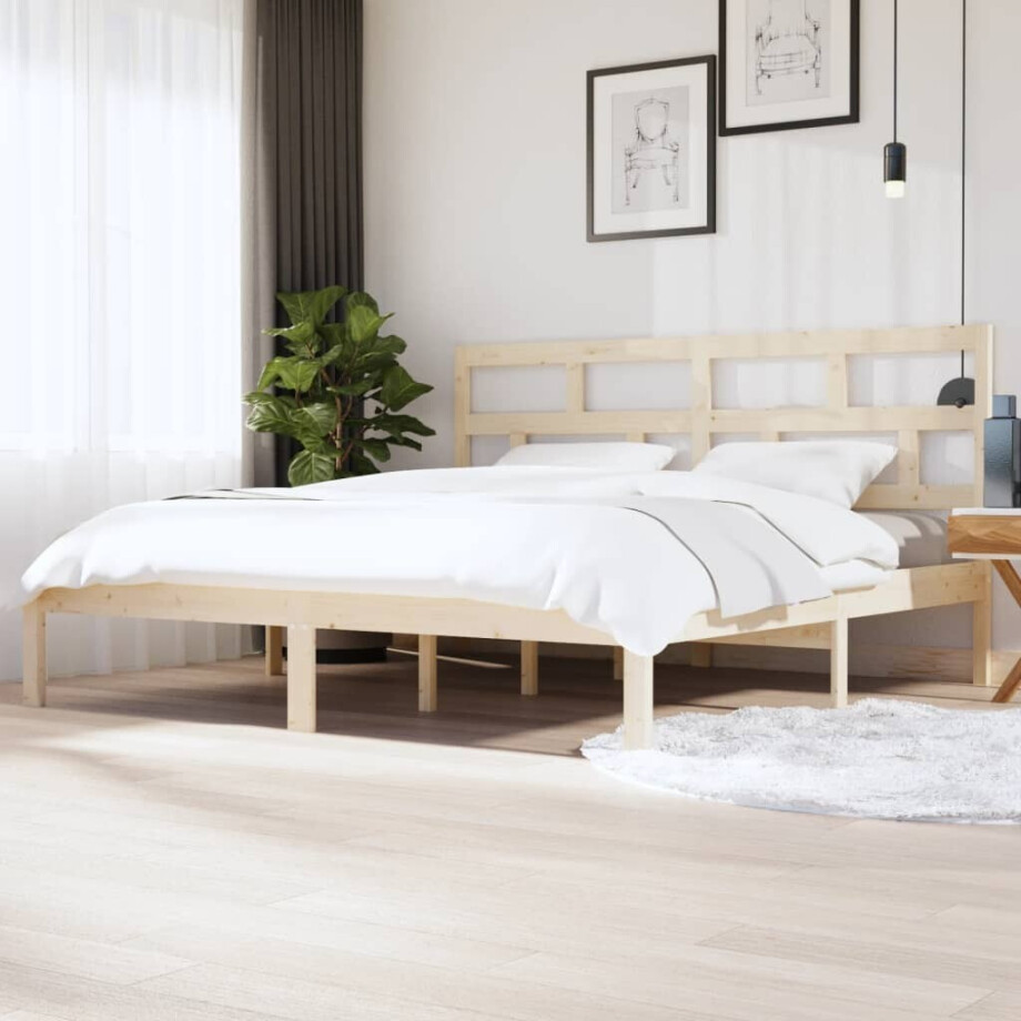 vidaXL Bedframe massief grenenhout 200x200 cm vidaXL Bedframe massief grenenhout 200x200 cm afbeelding 1
