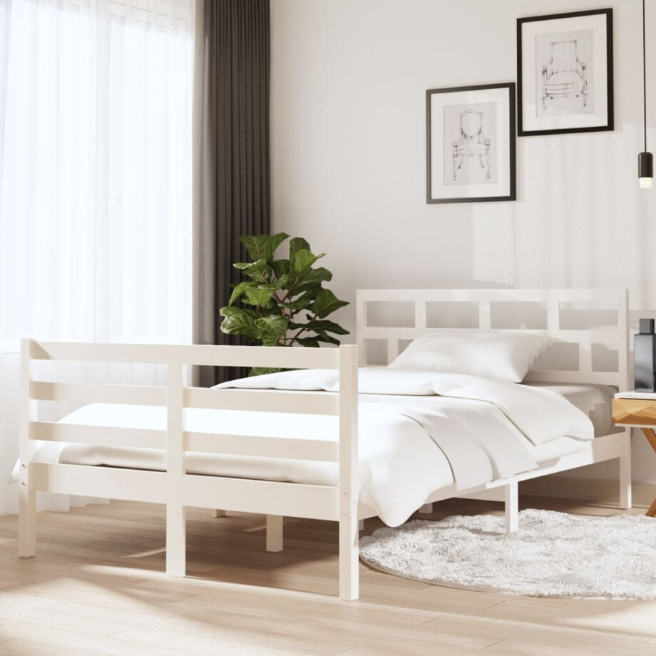 vidaXL Bedframe massief hout wit 120x190 cm vidaXL Bedframe massief hout wit 120x190 cm afbeelding 1