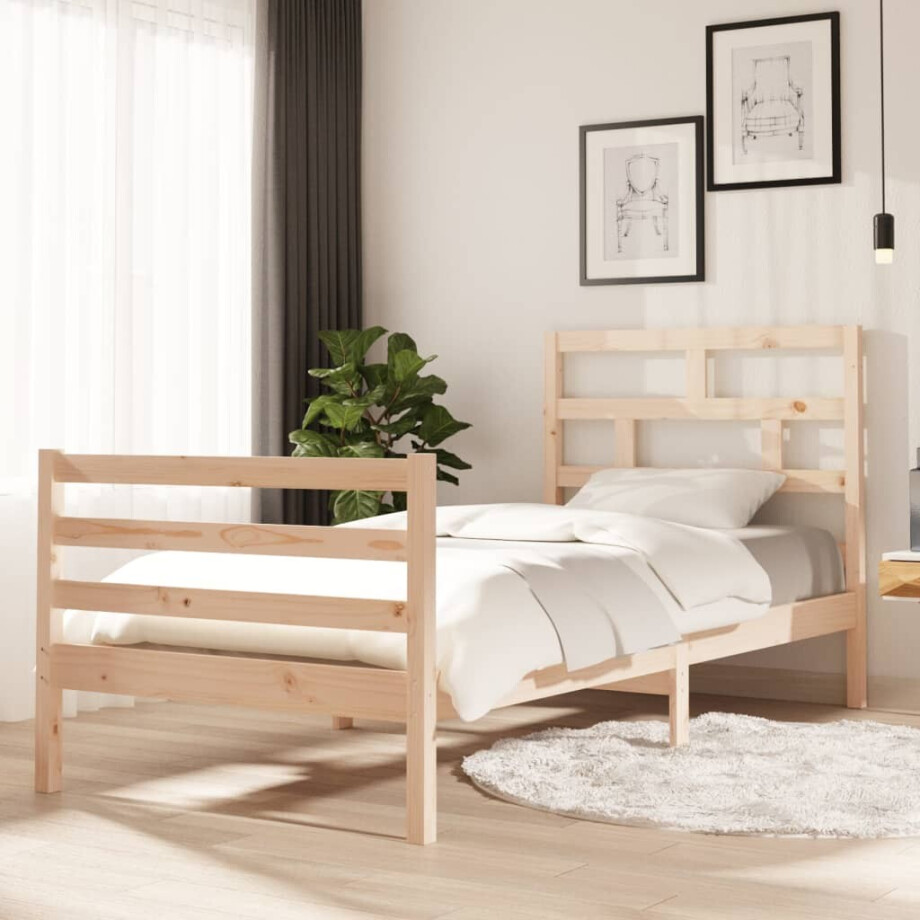 vidaXL Bedframe massief grenenhout 90x200 cm afbeelding 1