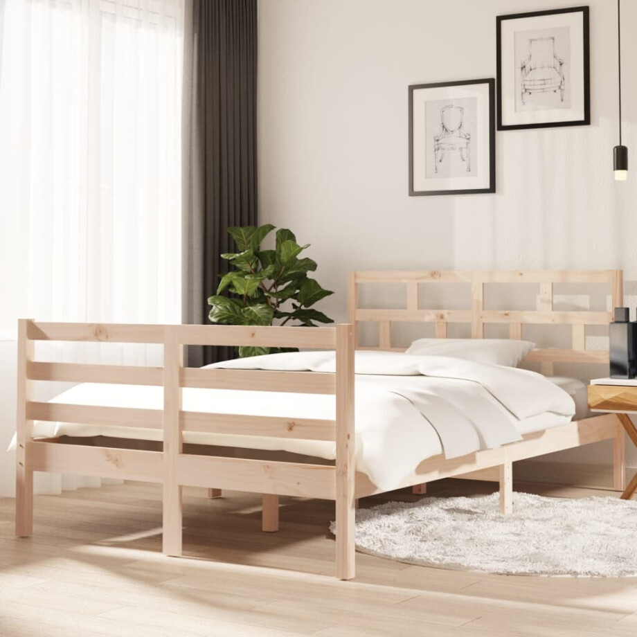 vidaXL Bedframe massief grenenhout 120x200 cm vidaXL Bedframe massief grenenhout 120x200 cm afbeelding 1