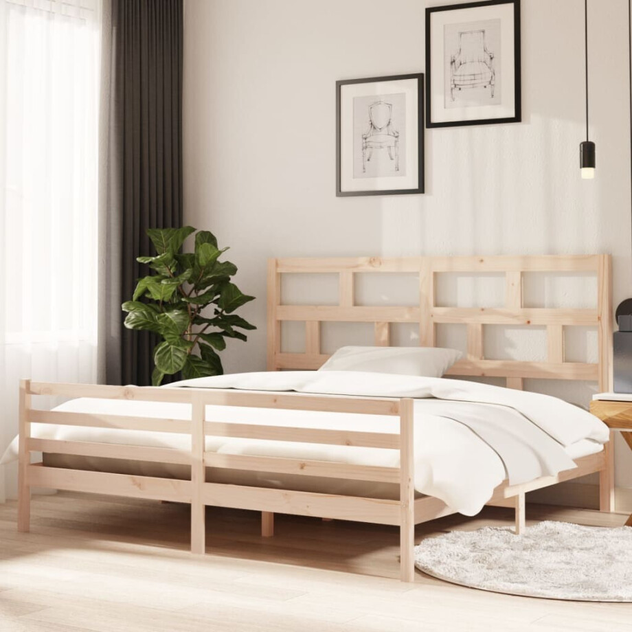 vidaXL Bedframe massief grenenhout 200x200 cm vidaXL Bedframe massief grenenhout 200x200 cm afbeelding 1