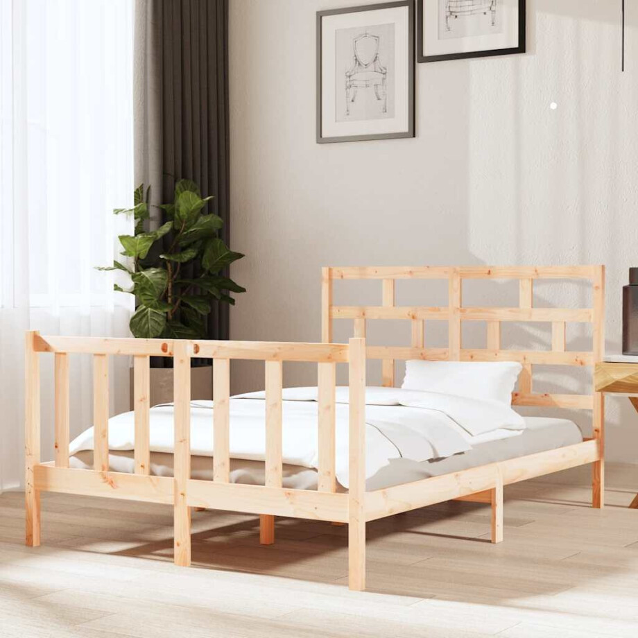 vidaXL Bedframe massief grenenhout 120x190 cm vidaXL Bedframe massief grenenhout 120x190 cm afbeelding 1