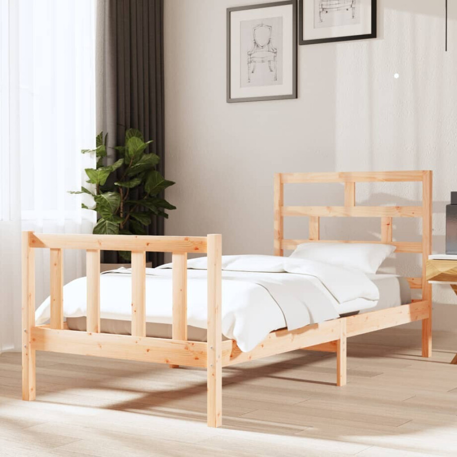 vidaXL Bedframe massief grenenhout 90x200 cm afbeelding 1