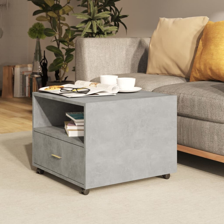 vidaXL Salontafel 55x55x40 cm bewerkt hout betongrijs afbeelding 1