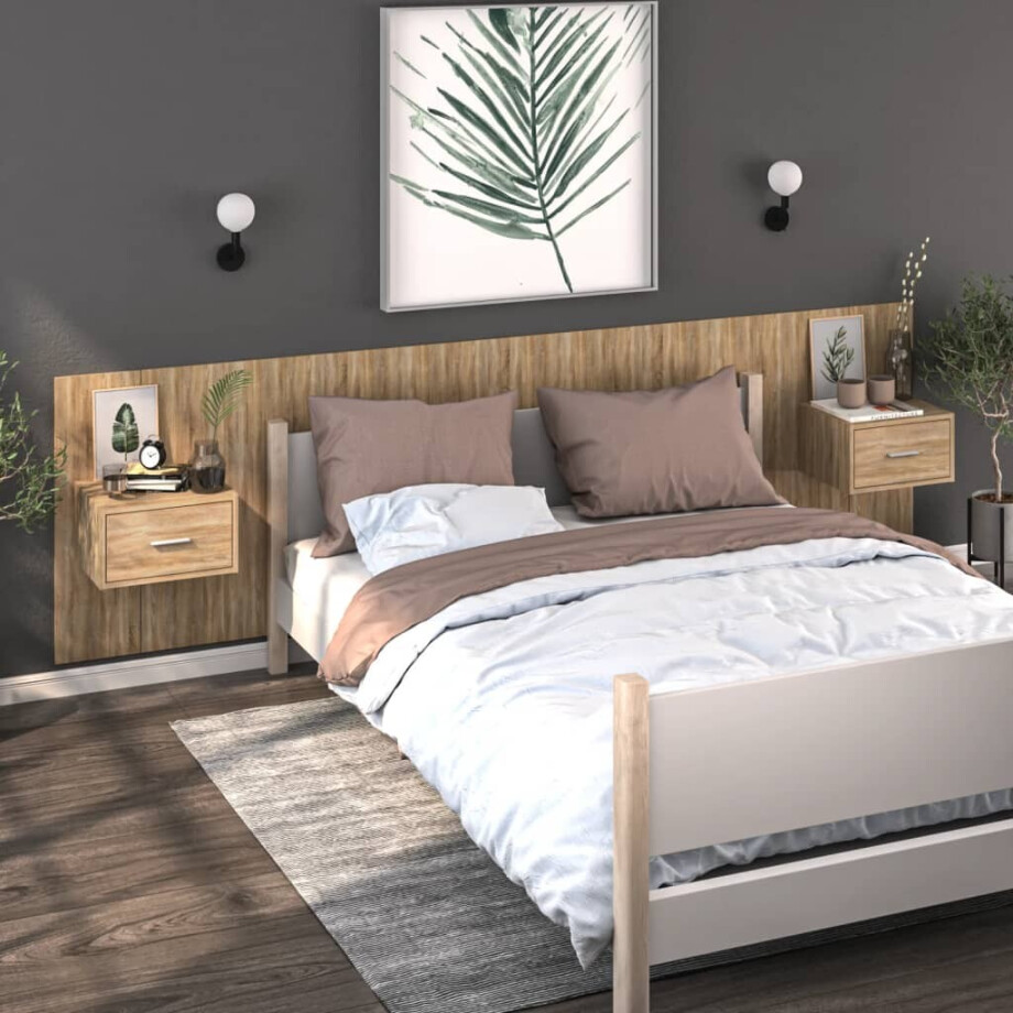 vidaXL Nachtkastjes 2 st wandgemonteerd sonoma eikenkleurig vidaXL Nachtkastjes 2 st wandgemonteerd sonoma eikenkleurig afbeelding 1