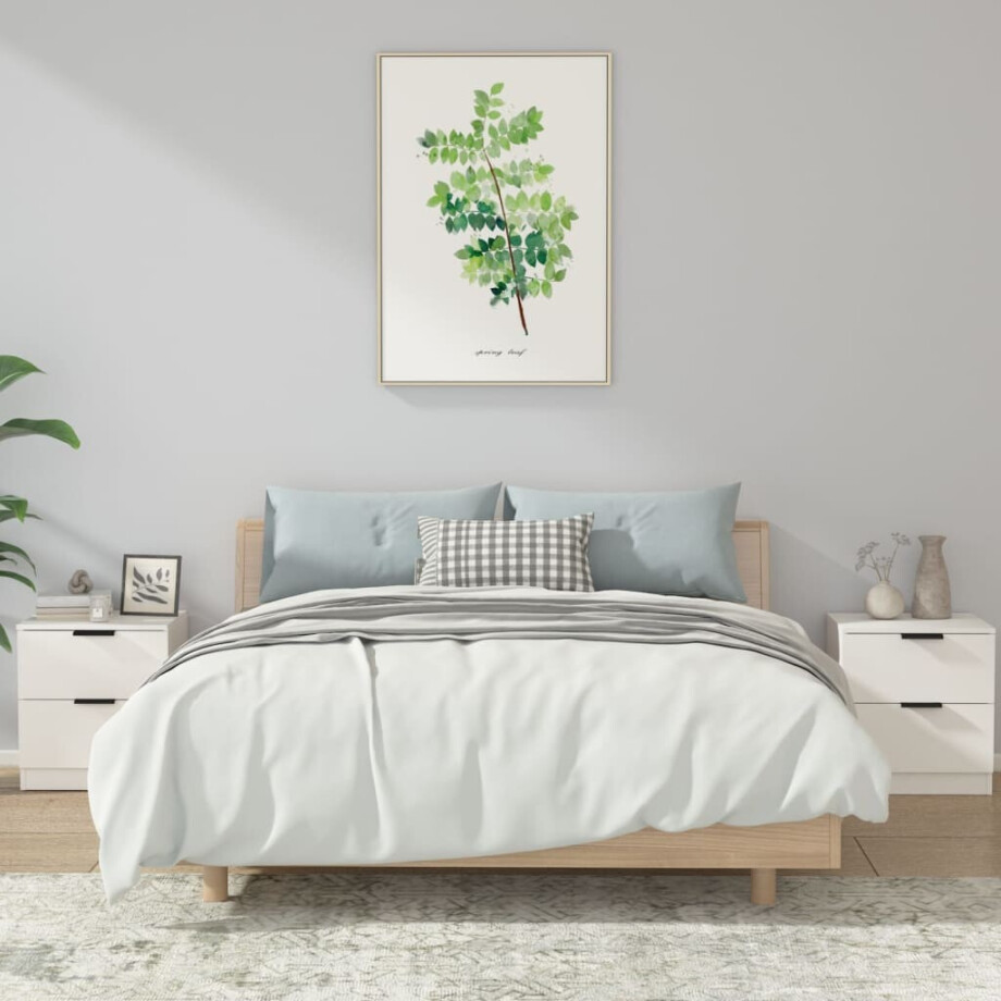 vidaXL Nachtkastjes 2 st bewerkt hout wit vidaXL Nachtkastjes 2 st bewerkt hout wit afbeelding 1