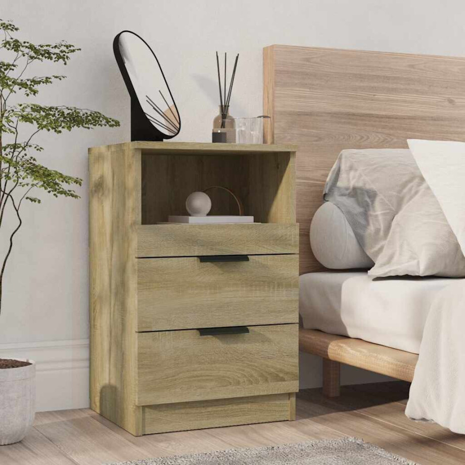 vidaXL Nachtkastje bewerkt hout sonoma eikenkleurig vidaXL Nachtkastje bewerkt hout sonoma eikenkleurig afbeelding 1