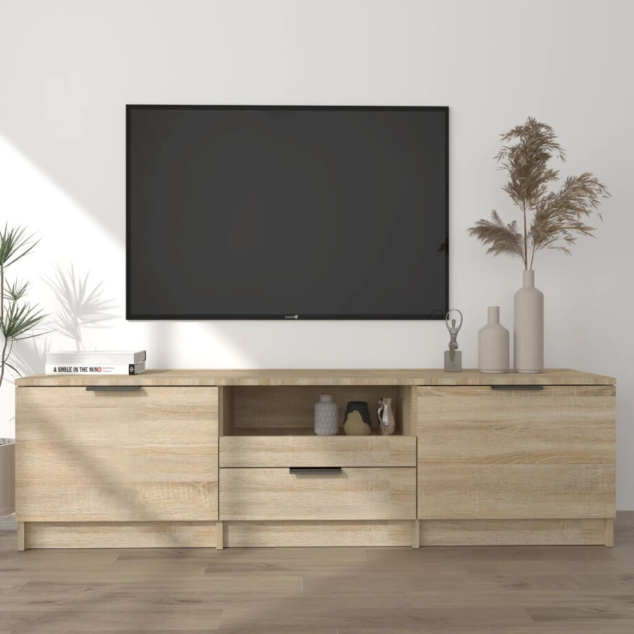 vidaXL Tv-meubel Sonoma eiken 140x35x40 cm bewerkt hout vidaXL Tv-meubel Sonoma eiken 140x35x40 cm bewerkt hout afbeelding 1