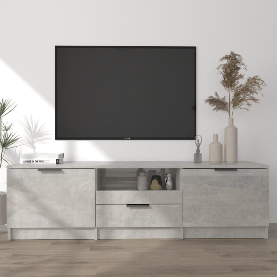 vidaXL Tv-meubel 140x35x40 cm bewerkt hout betongrijs afbeelding 1