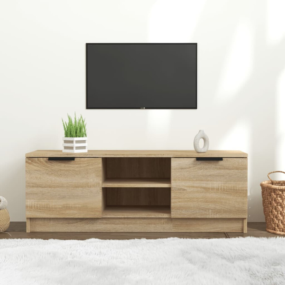 vidaXL Tv-meubel 102x35x36,5 cm bewerkt hout sonoma eikenkleurig afbeelding 1