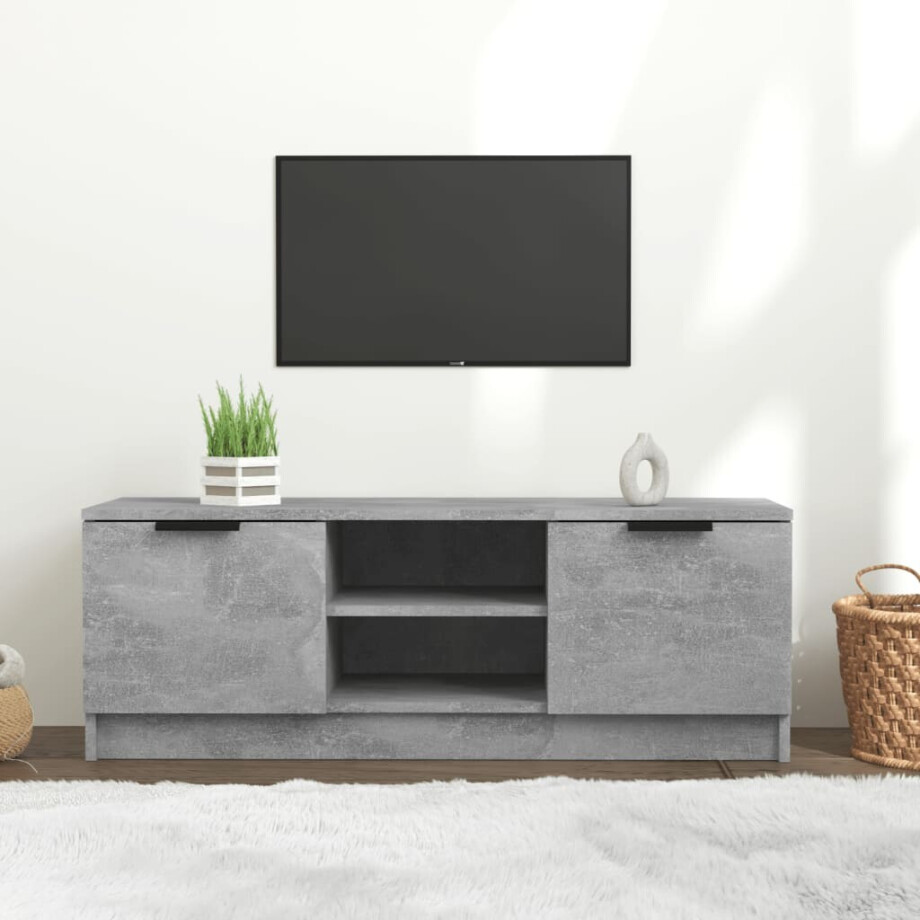 vidaXL Tv-meubel 102x35x36,5 cm bewerkt hout betongrijs afbeelding 1