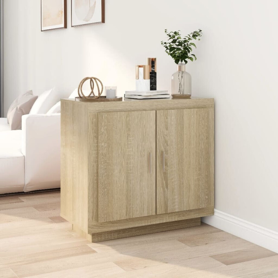 vidaXL Dressoir 80x40x75 cm bewerkt hout sonoma eikenkleurig afbeelding 1