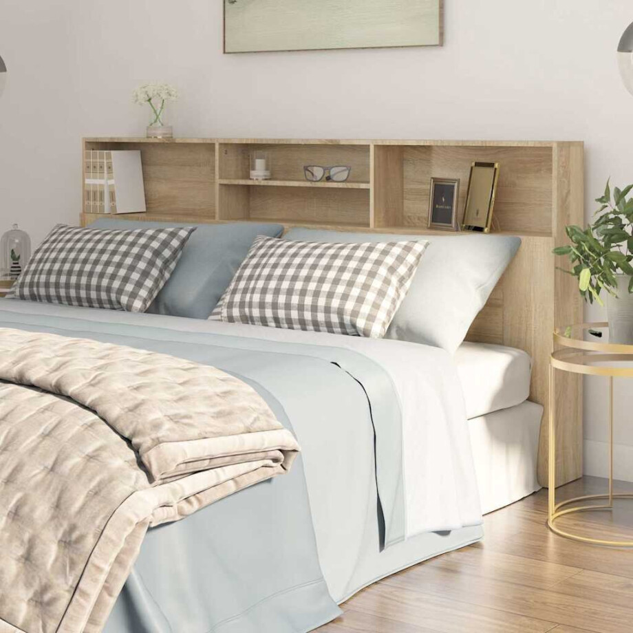 vidaXL Hoofdbordkast 200x19x103,5 cm sonoma eikenkleurig afbeelding 1