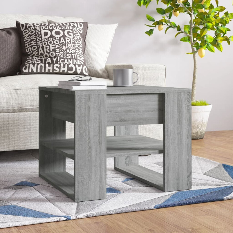 vidaXL Salontafel 55,5x55x45 cm bewerkt hout grijs sonoma eikenkleurig vidaXL Salontafel 55,5x55x45 cm bewerkt hout grijs sonoma eikenkleurig afbeelding 1