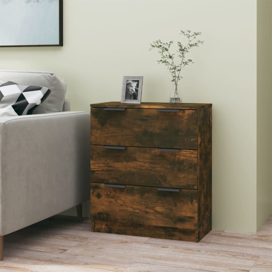 vidaXL Dressoir 60x30x70 cm bewerkt hout gerookt eikenkleurig afbeelding 1
