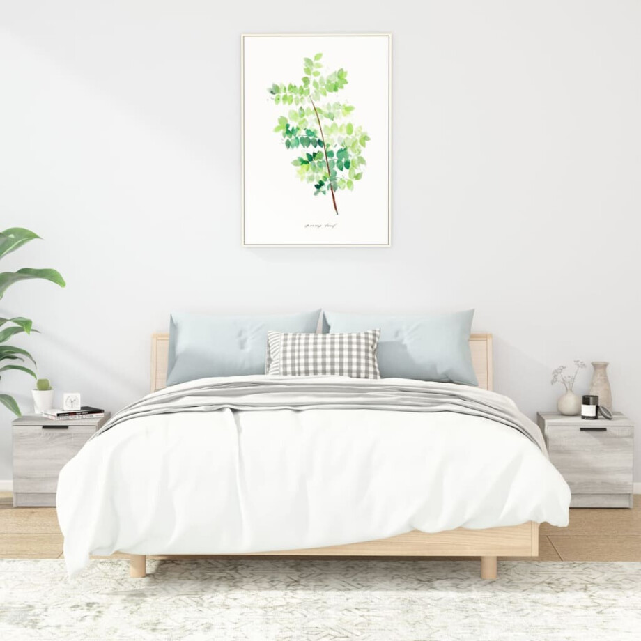 vidaXL Nachtkastjes 2 st 40x39x40 cm grijs sonoma eikenkleurig afbeelding 1