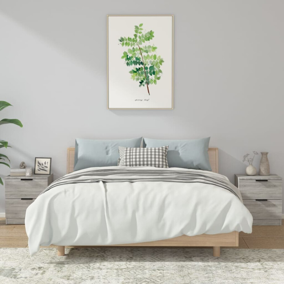 vidaXL Nachtkastjes 2 st bewerkt hout grijs sonoma eikenkleurig vidaXL Nachtkastjes 2 st bewerkt hout grijs sonoma eikenkleurig afbeelding 1