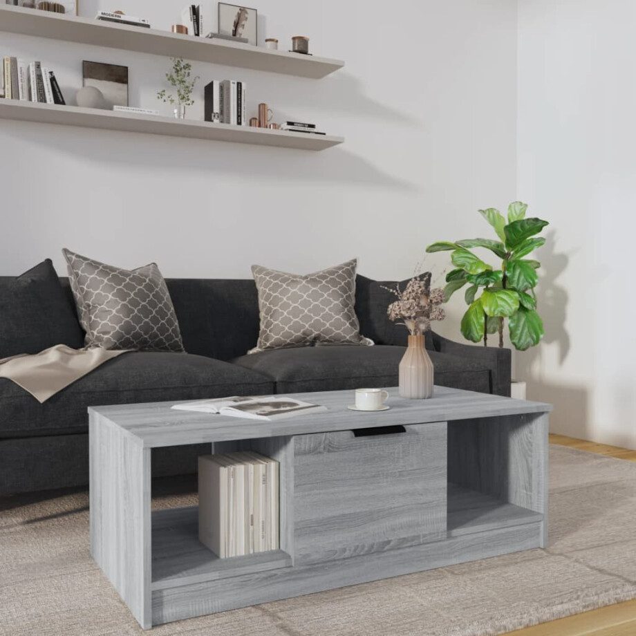 vidaXL Salontafel 102x50x36 cm bewerkt hout grijs sonoma eikenkleurig vidaXL Salontafel 102x50x36 cm bewerkt hout grijs sonoma eikenkleurig afbeelding 1