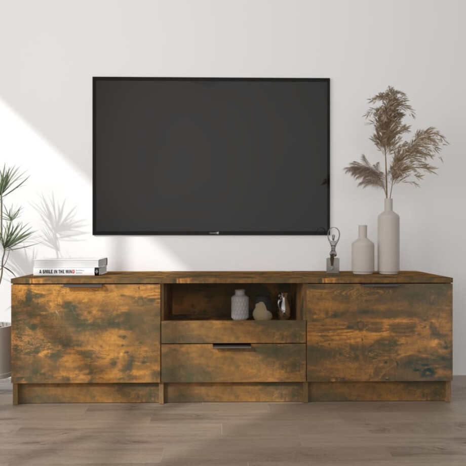 vidaXL Tv-meubel 140x35x40 cm bewerkt hout gerookt eikenkleurig afbeelding 1