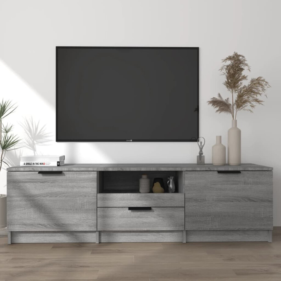 vidaXL Tv-meubel 140x35x40 cm bewerkt hout grijs sonoma eikenkleurig afbeelding 1