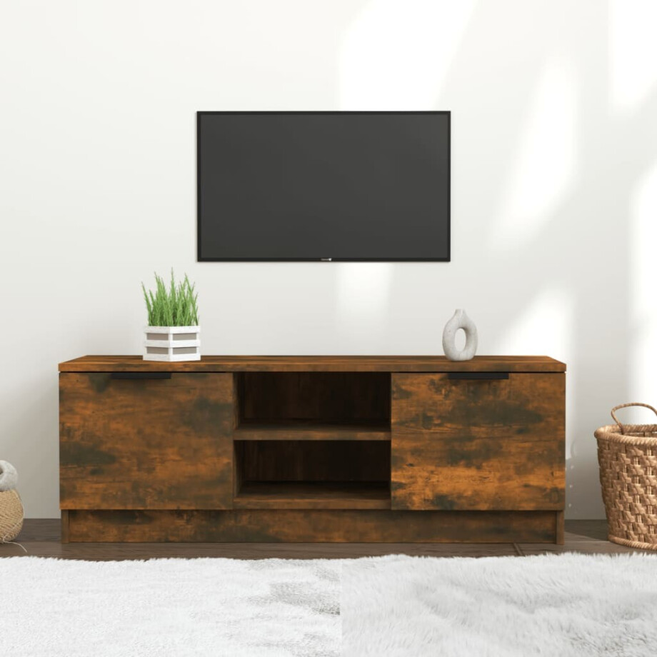 vidaXL Tv-meubel 102x35x36,5 cm bewerkt hout gerookt eikenkleurig afbeelding 1