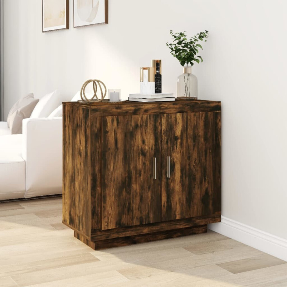 vidaXL Dressoir 80x40x75 cm bewerkt hout gerookt eikenkleurig afbeelding 1