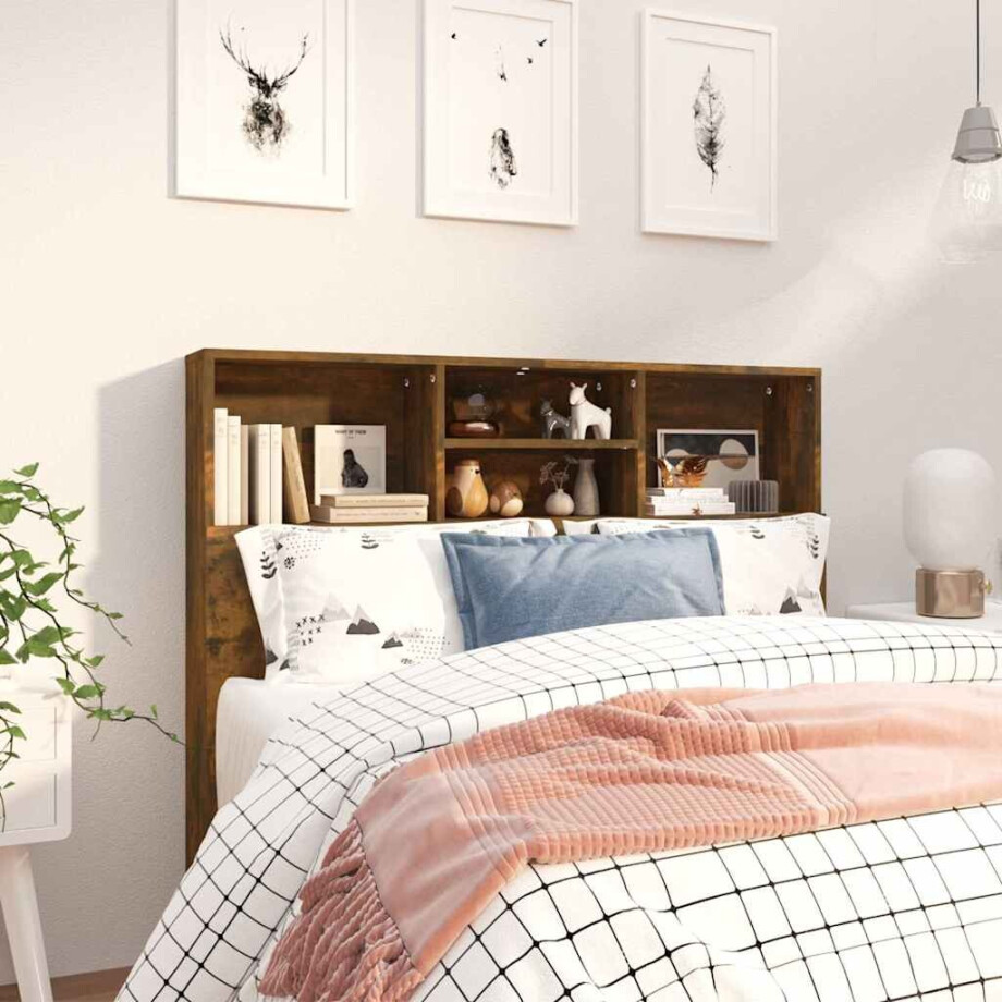 vidaXL Hoofdbordkast 120x19x103,5 cm gerookt eikenkleurig afbeelding 1