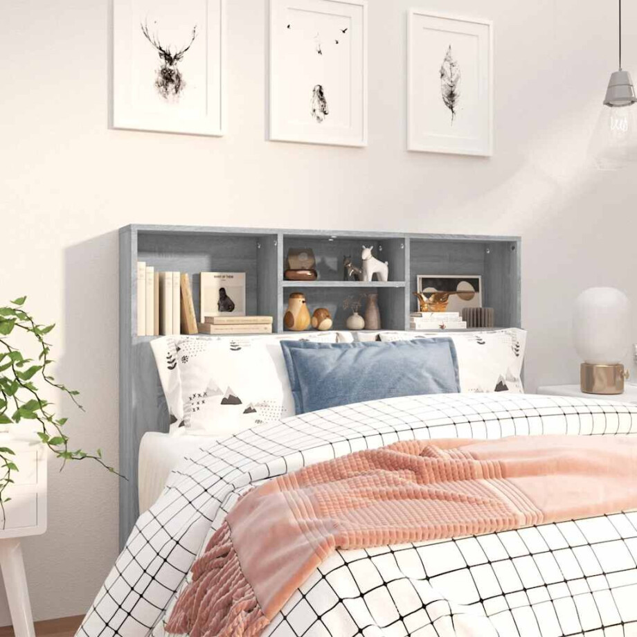 vidaXL Hoofdbordkast 120x19x103,5 cm grijs sonoma eikenkleurig afbeelding 1