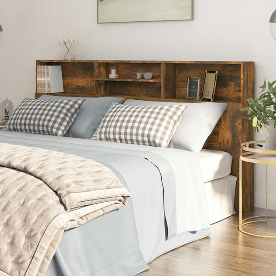 vidaXL Hoofdbordkast 200x19x103,5 cm gerookt eikenkleurig afbeelding 1