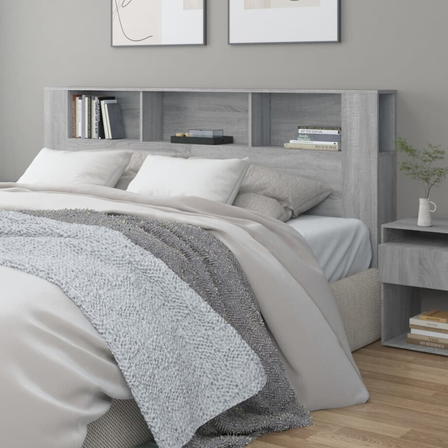 vidaXL Hoofdbordkast 200x18,5x104,5 cm grijs sonoma eikenkleurig afbeelding 1