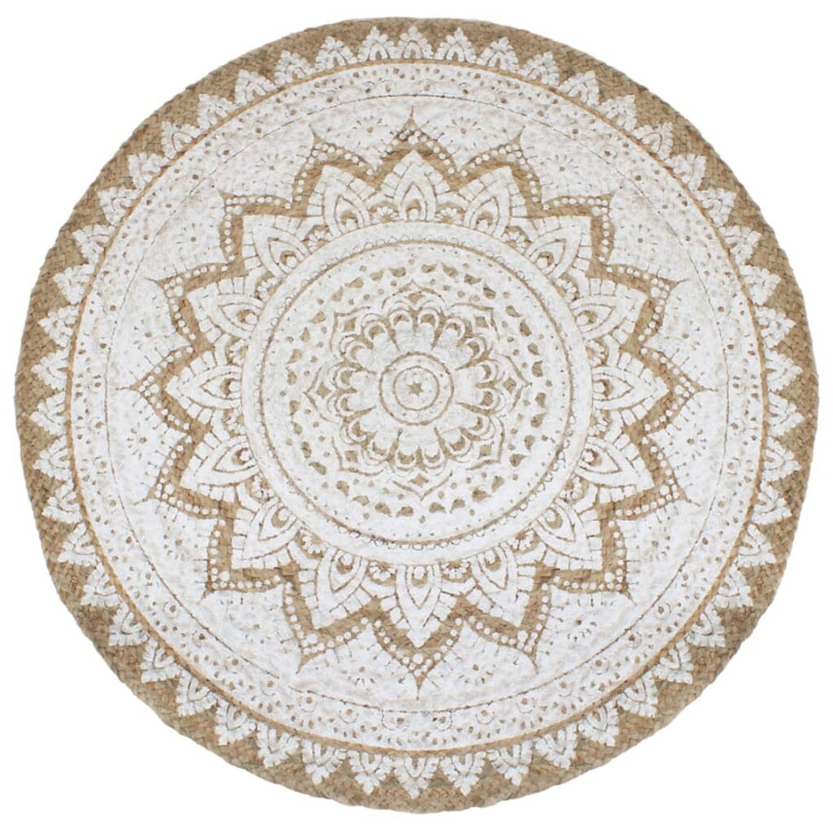 vidaXL Tapijt met print rond 240 cm gevlochten jute afbeelding 1