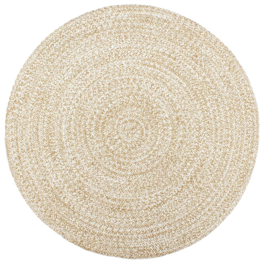 vidaXL Vloerkleed handgemaakt 210 cm jute wit en bruin afbeelding 1