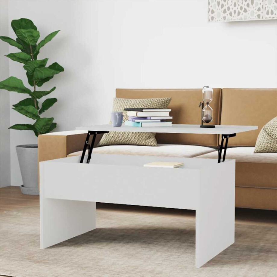 vidaXL Salontafel 80x50,5x41,5 cm bewerkt hout hoogglans wit afbeelding 1