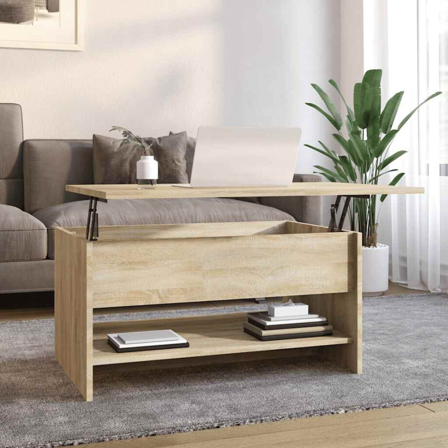 vidaXL Salontafel 80x50x40 cm bewerkt hout sonoma eikenkleurig afbeelding 1