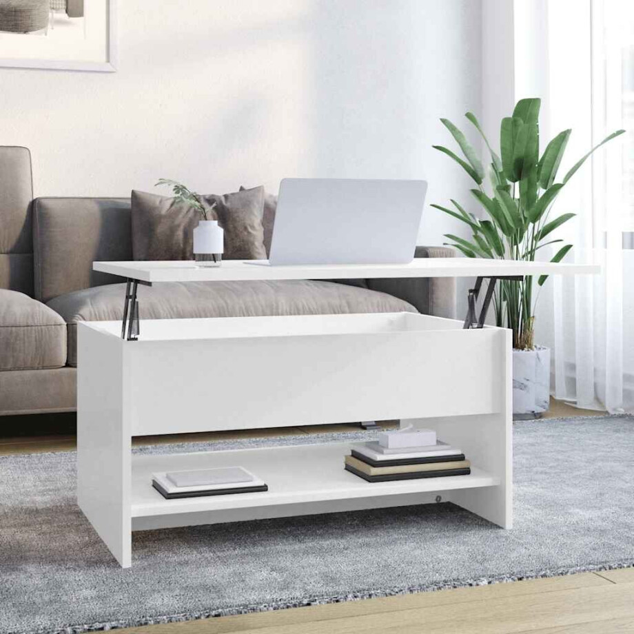 vidaXL Salontafel 80x50x40 cm bewerkt hout hoogglans wit afbeelding 1