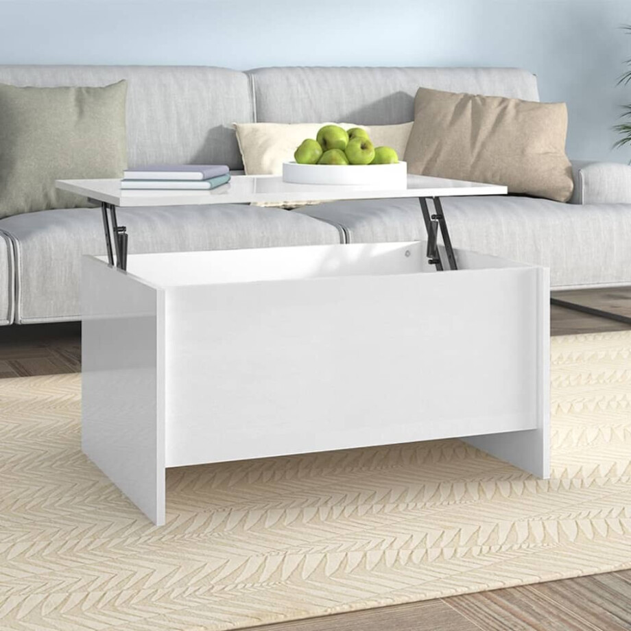 vidaXL Salontafel 80x55,5x41,5 cm bewerkt hout hoogglans wit afbeelding 1