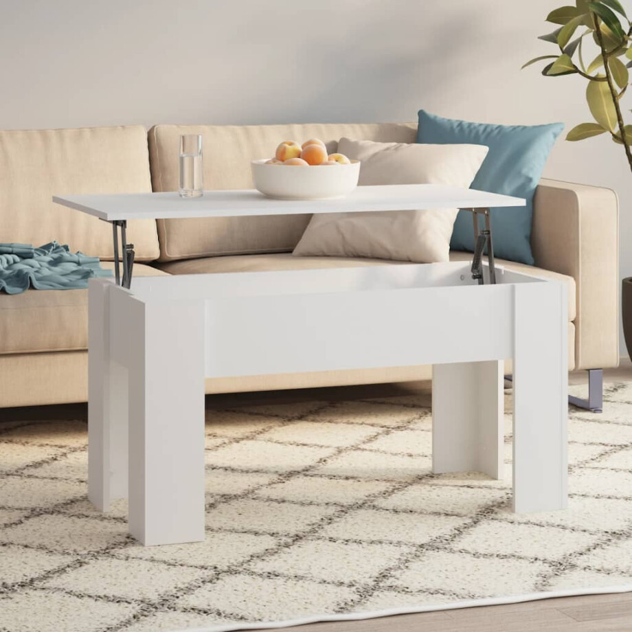 vidaXL Salontafel 101x49x52 cm bewerkt hout wit afbeelding 1