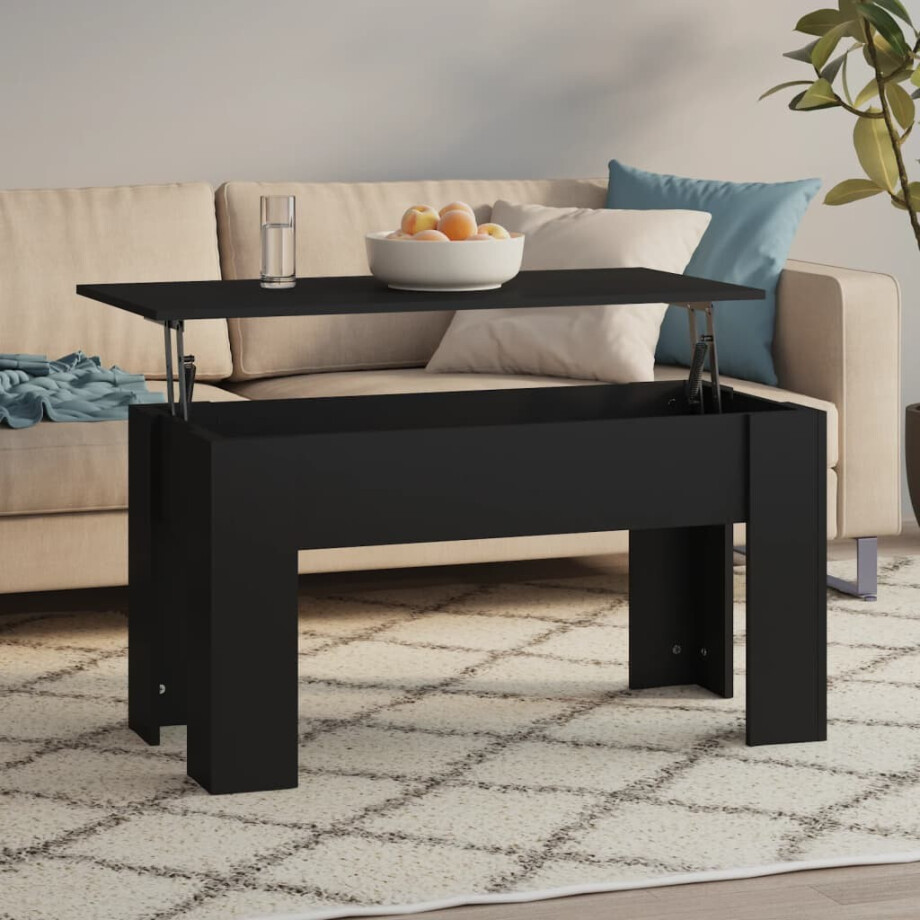 vidaXL Salontafel 101x49x52 cm bewerkt hout zwart vidaXL Salontafel 101x49x52 cm bewerkt hout zwart afbeelding 1