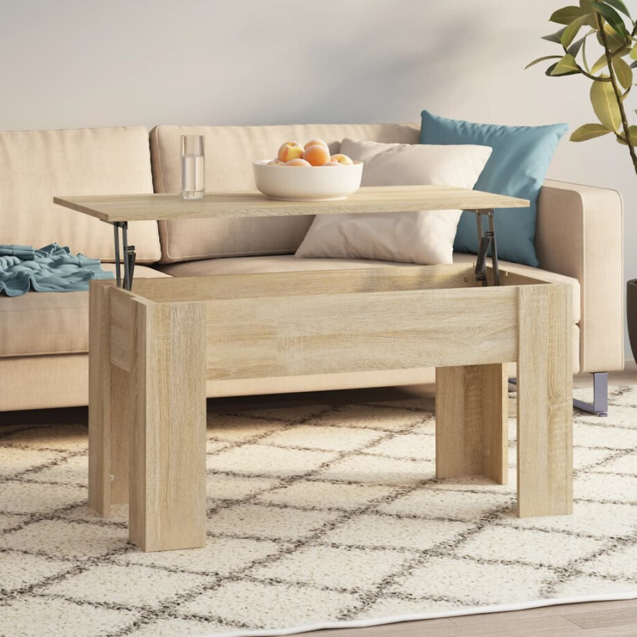 vidaXL Salontafel 101x49x52 cm bewerkt hout sonoma eikenkleurig afbeelding 1