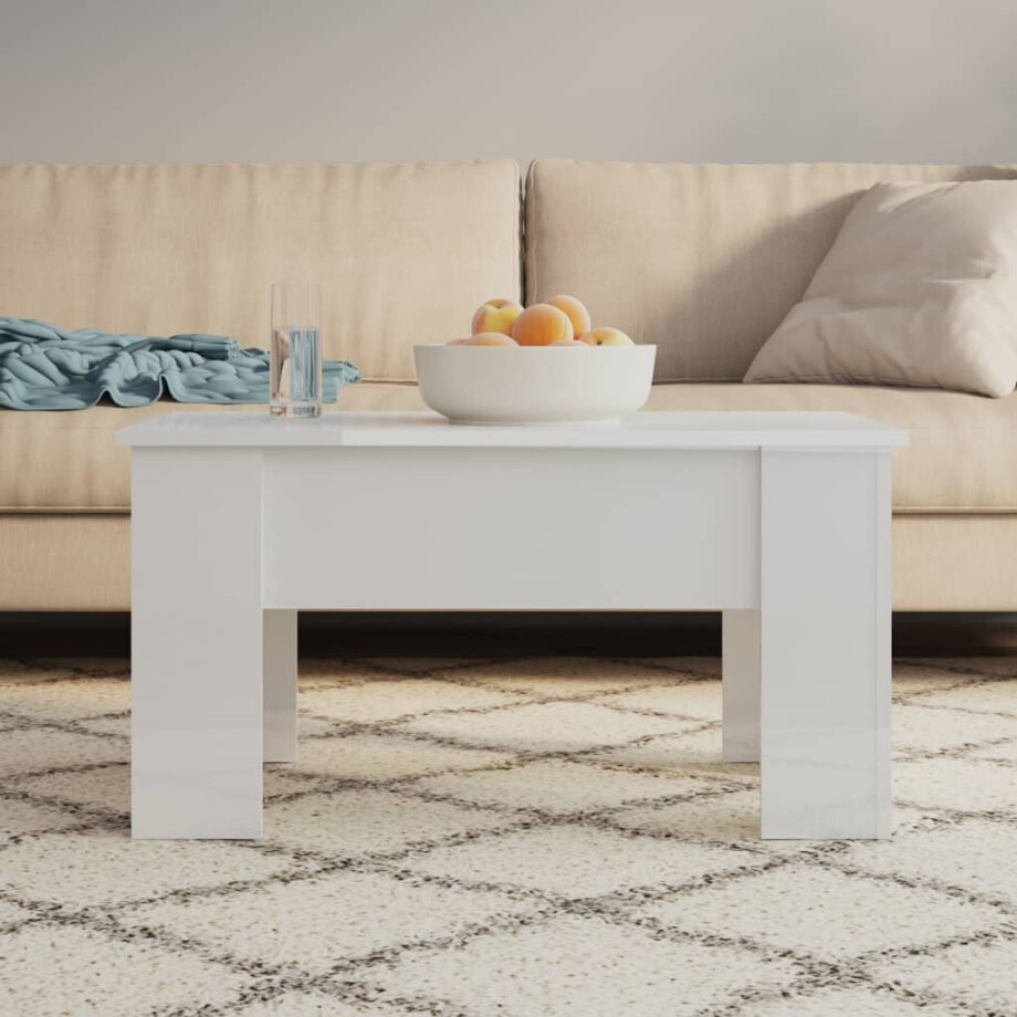 vidaXL Salontafel 79x49x41 cm bewerkt hout hoogglans wit afbeelding 1