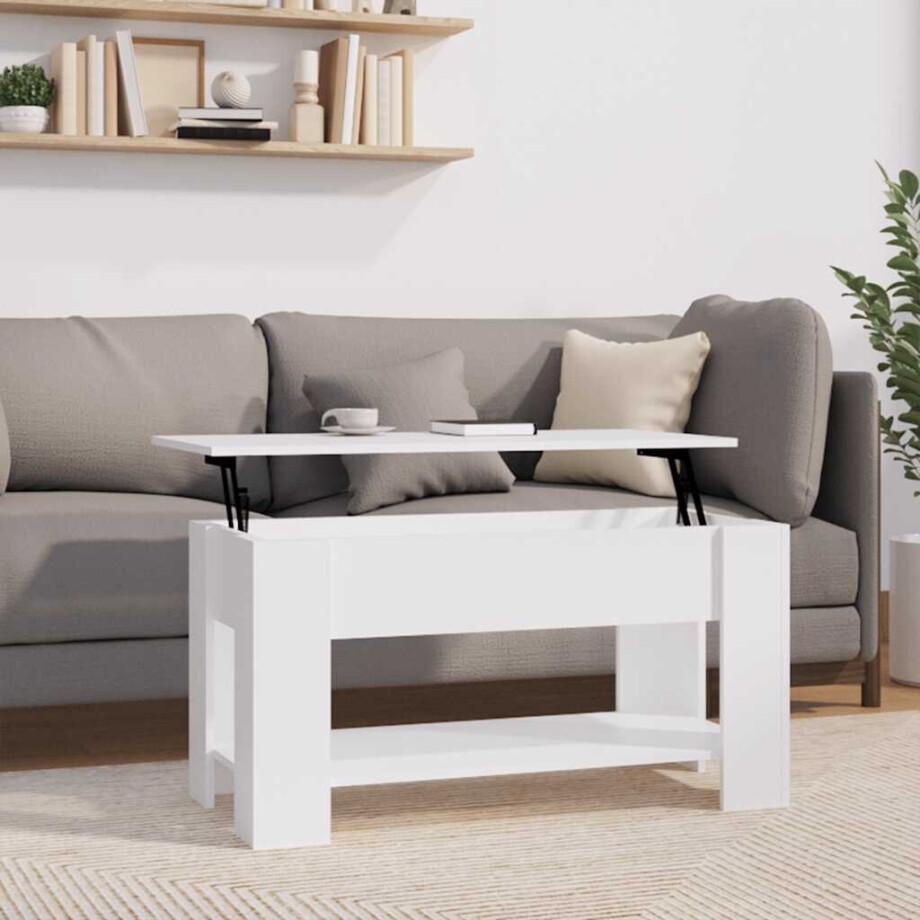 vidaXL Salontafel 101x49x52 cm bewerkt hout wit vidaXL Salontafel 101x49x52 cm bewerkt hout wit afbeelding 1