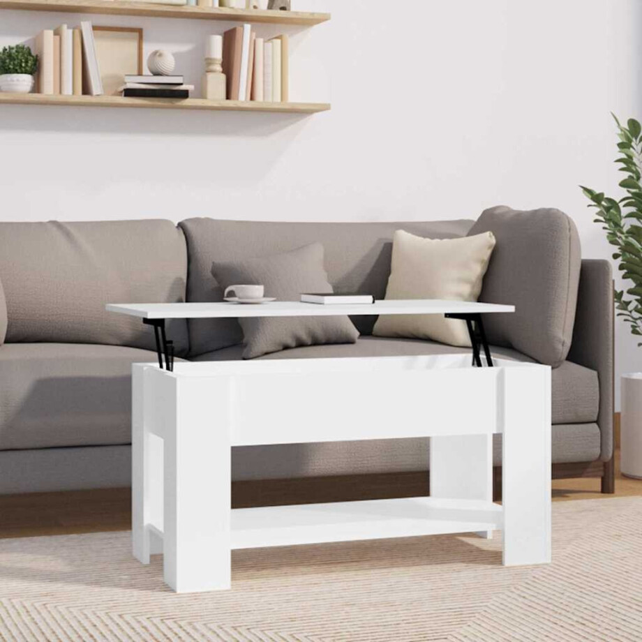 vidaXL Salontafel 101x49x52 cm bewerkt hout hoogglans wit afbeelding 1