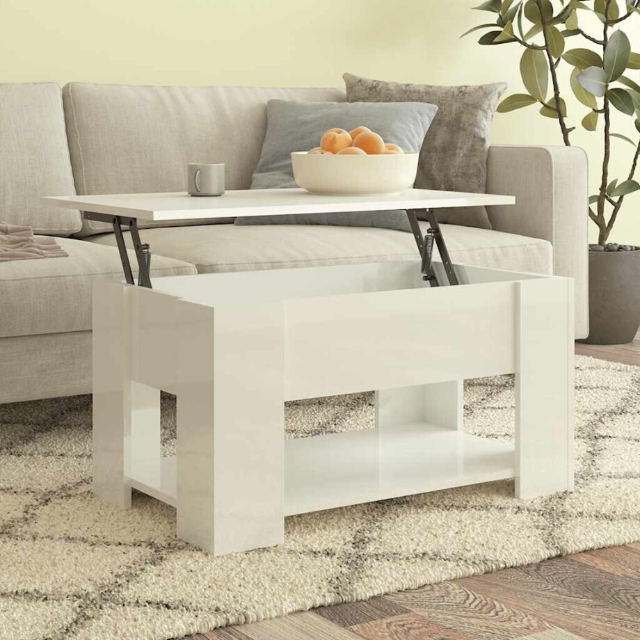 vidaXL Salontafel 79x49x41 cm bewerkt hout hoogglans wit afbeelding 1